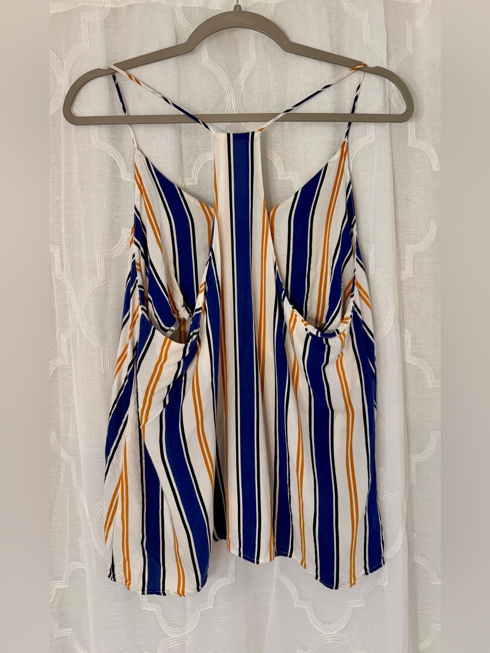 Style Rack Striped - Blue Mustard - Razer Back Tank Top Large - Picture 9 of 9